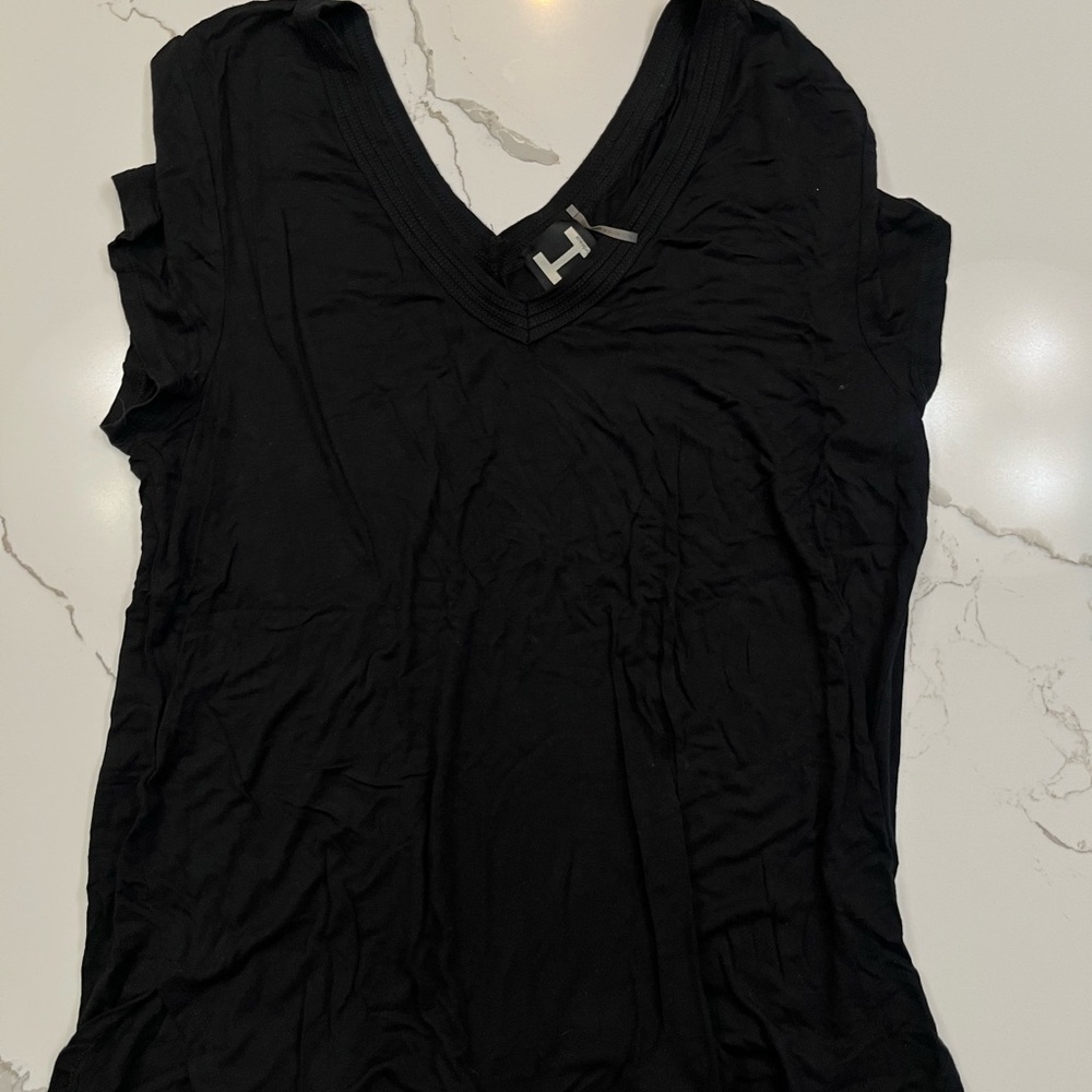 H by Bordeaux Black Ruched Top, Size XL